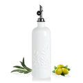 Sweejar 18 Oz Oil Dispenser for Kitchen with Gravity Spout (White / 18 Oz(Silver Spout))