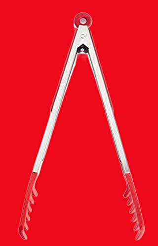 Large 13" Red Stainless Steel Pasta Tong with Silicone Tips