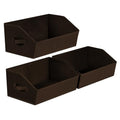 Closet Baskets for Shelves Trapezoid (Brown / Large -3 Pack)