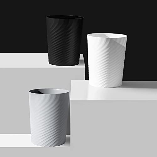 Plastic Small Trash Can Wastebasket (White / 1.8 Gallon/3 Pack)