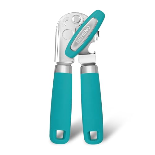 Heavy Duty Hand Can Opener Manual with Magnet Lid Remover (Turquoise)