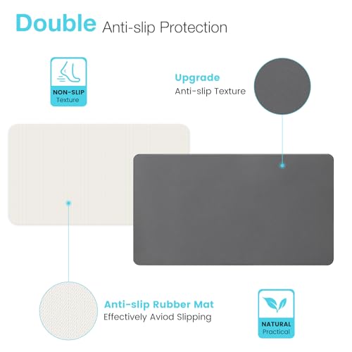 Large Fast Drying Diatomite Stone Bath Mat (Dark Grey / 30" x 17" (Rectangular))