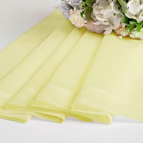 Short Sheer Curtains for Bedroom Living Room 54 Inch Length 2 Panels Set (Light Yellow / 42"W x 54"L (Pack of 2))