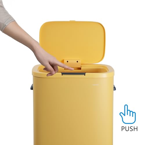 Tammi 14.5 Gal Slim Push Button Trash Can (Daffodil Yellow)