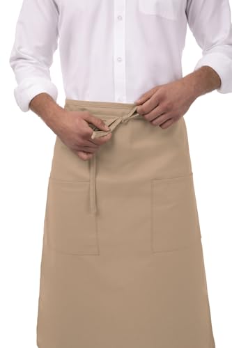 Unisex Two Pocket Bistro Apron (Khaki)