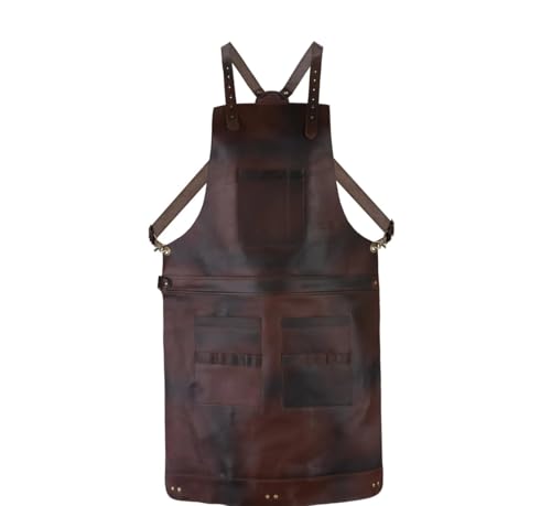 Full Grain Leather & Canvas Apron (Brown-005)