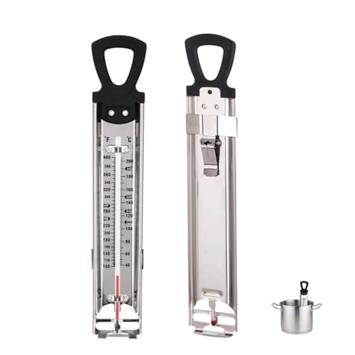 Stainless Steel Candy & Deep Fry Thermometer with Pot Clip & Handle (Sugar Thermometer-11.8 Inch)