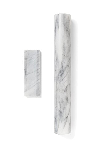 French Marble Rolling Pin with Base (3 x 12 x 3 inches / White)