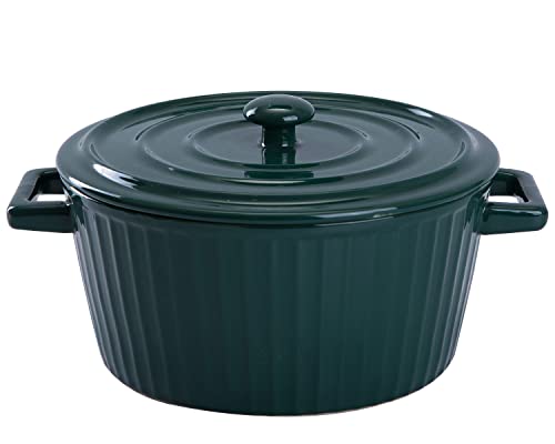 Green Colorful Ceramic Casserole Dish with Lid (green)