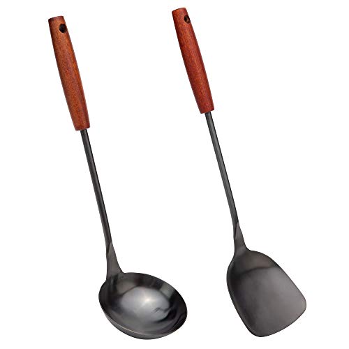 Spatula & Ladle Wok Tool Set (Black-2 Pieces Set)