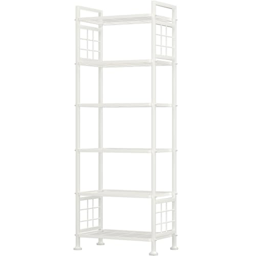 6 Wire Garage Shelving Storage Shelves (White / 12.7D x 21.5W x 65.1H (6Tier))