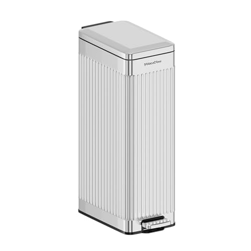 Soft Close Trash Can with lid (Brushed Gray - Slim)