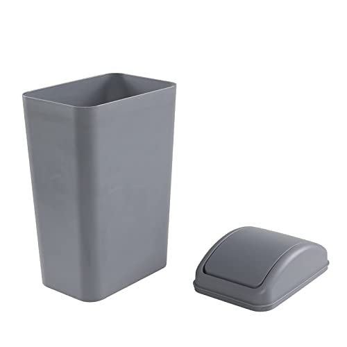 Plastic Trash Waste Bin with Swing Lid (Grey)
