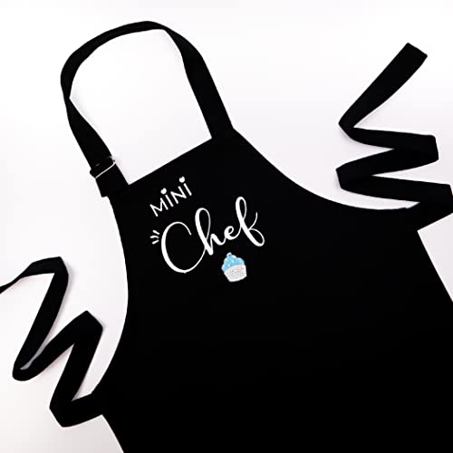 Personalized Mommy and Me Matching Aprons Mother Son Cooking Apron Set (Pink + Black)
