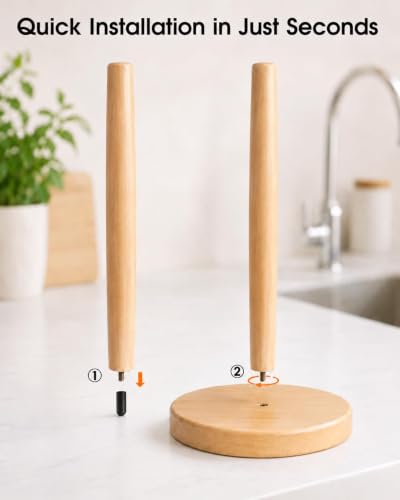 Wooden Paper Towel Holder Countertop (Large / Natural Beech)