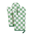Green Checkered Oven Mitts Heat Resistant (Green)