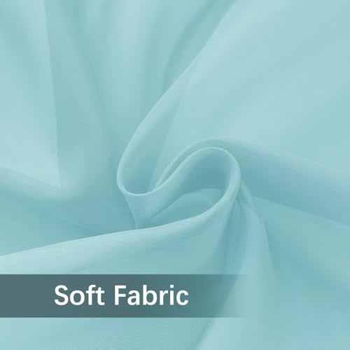 Solid Sheer Rod Pocket Curtain Voile Draperies 2 Panels White Beige Black Grey Ivory 52 Inch Width 96 Inch Long 1 Pair for Kitchen Bedroom Children Living Room Yard (Sky Blue / 52"W x 96"L (Pack of 2))