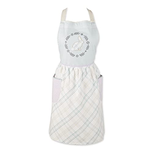 Spring Kitchen Collection Adjustable Woman's Apron with Pockets & Extra Long Ties (Cottontail Farmhouse)