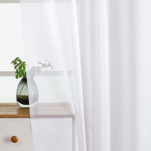 White Valances for Windows 14 inch Length 2 Panels Set (42"W x 14"L (Pack of 2) / White)