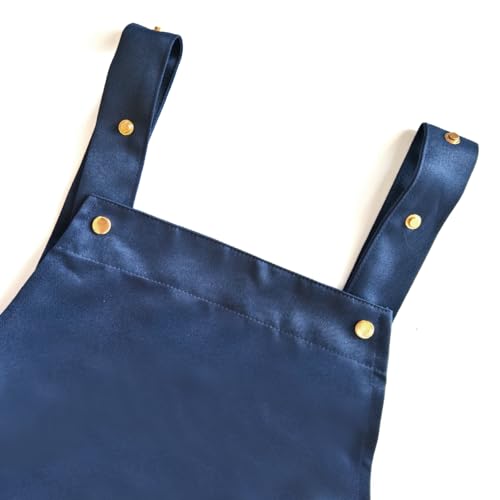 Chef Apron Bib Apron with 2 Large Pockets Adjustable Neck Strap Kitchen Apron Cooking Apron Stripes Baking Apron (Hyacinthine)