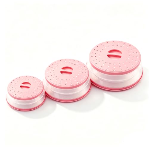Collapsible Microwave Splatter Cover (pink / Set of 3)