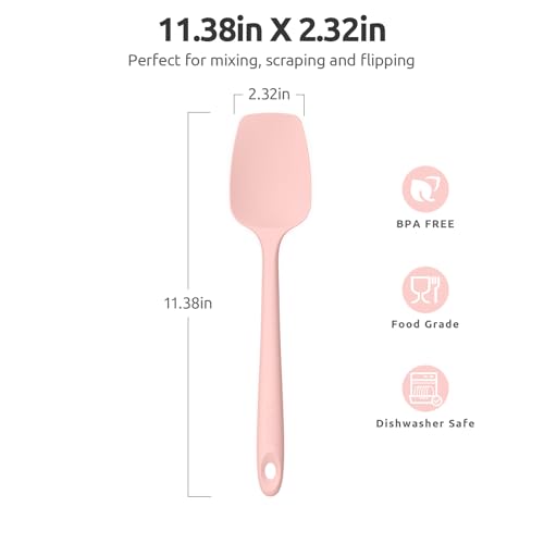 Silicone Spoon Spatula (‌Pink‌ / 11.38in (spoon spatula))