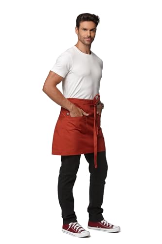 Waist Apron for Men Server Bistro Half 4251BY (1 Pack / Rust Red)