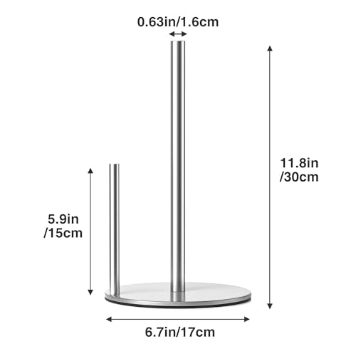 Paper Towel Holder Silver Stainless Steel Kitchen Countertop Roll Organizer (Silver)