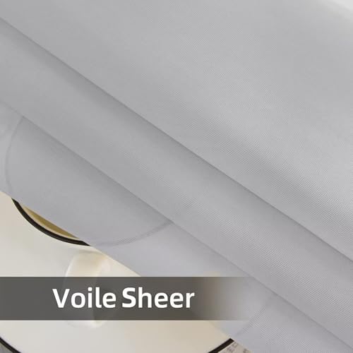 Solid Sheer Rod Pocket Curtain Voile Draperies 2 Panels White Beige Black Grey Ivory 52 Inch Width 96 Inch Long 1 Pair for Kitchen Bedroom Children Living Room Yard (Silver Grey / 52"W x 96"L (Pack of 2))