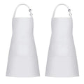 2 Pack Bib Aprons with 2 Pockets Cooking Chef Kitchen Apron for Women Men (White)