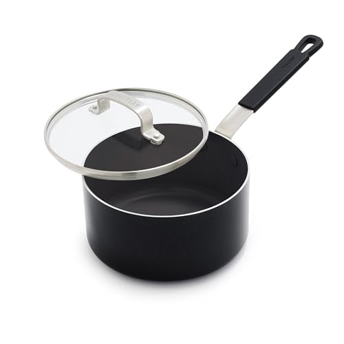 x Bobby Flay 2.5QT Ceramic Nonstick Saucepan with Glass Lid (2.53QT Saucepan with Lid / Black)