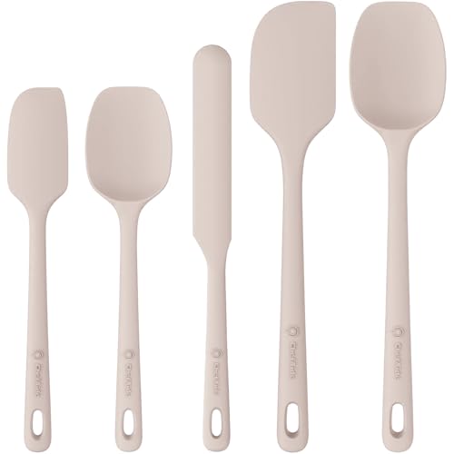 5 Pieces Silicone Spatulas Set (Beige / 5 pieces)