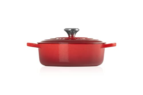 Enameled Cast Iron Round Wide Dutch Oven (Cerise)