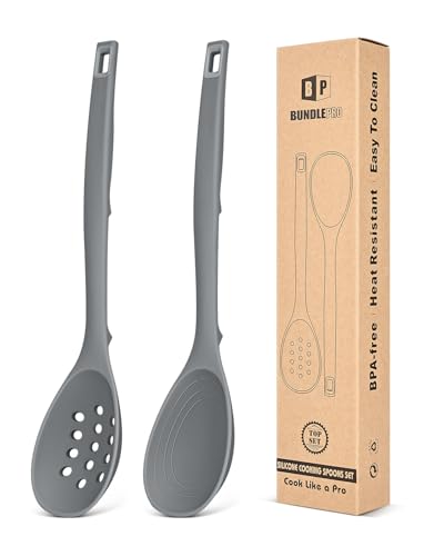 Pack of 2 Silicone Cooking Spoons (Gray)