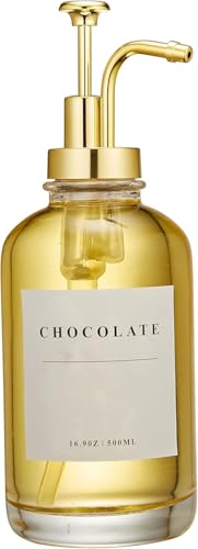Coffee Syrup Dispenser for Coffee Bar with Gold Upgraded Pump (Gold of 1 / 500ml, Set of 1)