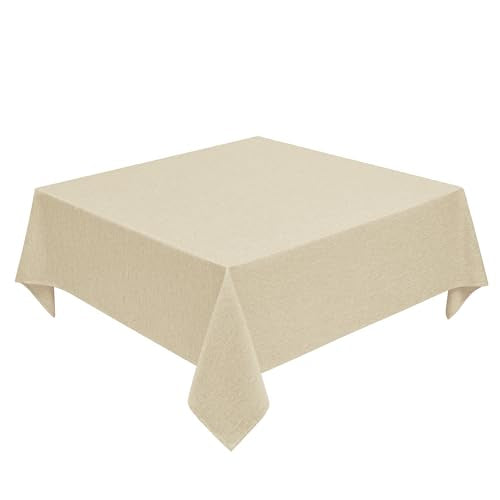 Faux Linen Square Tablecloth for Dining Room (Beige / 52" x 52" (Square))