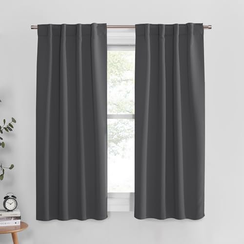 Short Length Curtains for Kitchen (Grey / 34"W x 54"L (Pack of 2))