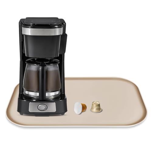 Silicone Coffee Maker Mat with Lip for Countertops (Khaki / 17.4'' x 10.6'')