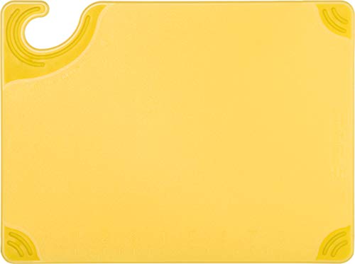 Saf-T-Grip Plastic Cutting Board with Safety Hook, 9" x 12" x 0.375", Yellow (Yellow)