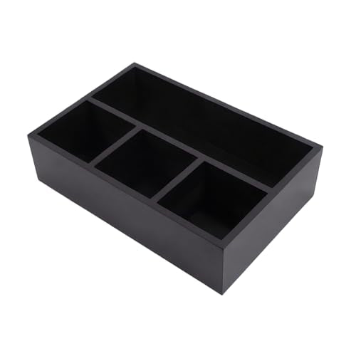 Tea Bag Organizer Black Wood Tea Bag Holder 4 Compartments Coffee Drawer (4 Slots)