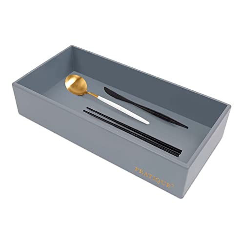 Bamboo Drawer Organizer (Grey / 12*5.9*2.6 inch)