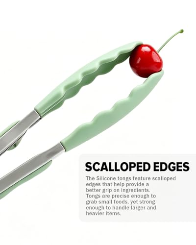 Kitchen Tongs for Cooking (Green / 9 inch)