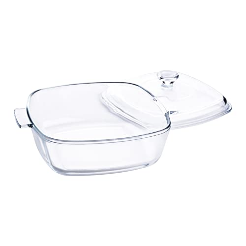 Clear Square Glass Casserole with Lid (1.2-Quart Square)