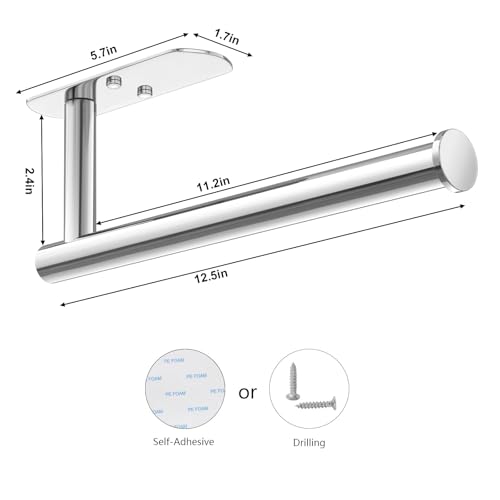 Self Adhesive Paper Towel Holder Under Cabinet Mount (Polished Chrome / 2 Pack)