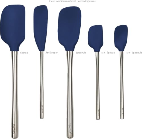 Stainless Steel Handled Silicone Spatula Set of 5 Deep Indigo (Deep Indigo / Stainless Steel Handle)