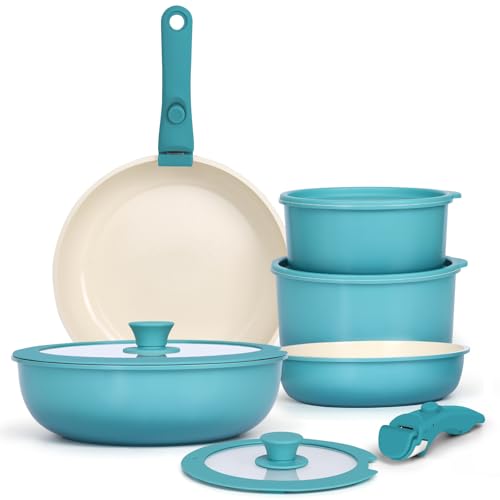 11pcs Pots and Pans Set Non Stick (Light Blue Gradient / 11PCS)