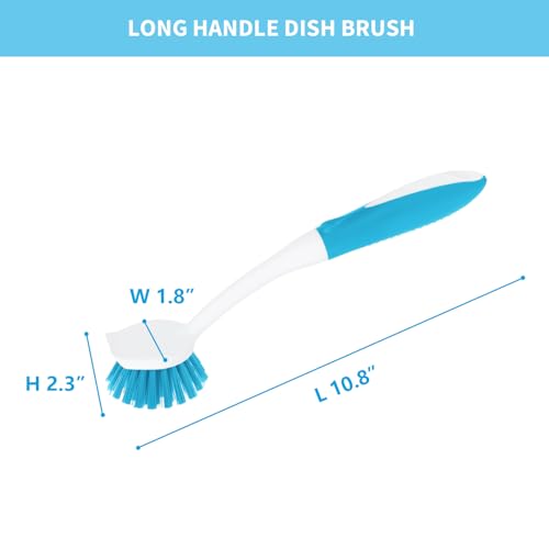 Dish Brush with Handle (Blue)