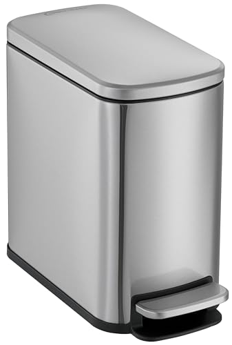 6L 1.6G Stainless Steel Bathroom Trash Can with Hands (Silver / Small)