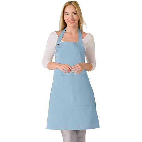 Kitchen Apron for Women & Men Waterdrop Resistant (1 Pack - Light Blue)