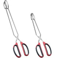 12" 16" Extra Long Stainless Steel Kitchen Scissor Tongs Set (Red / 12" 16")